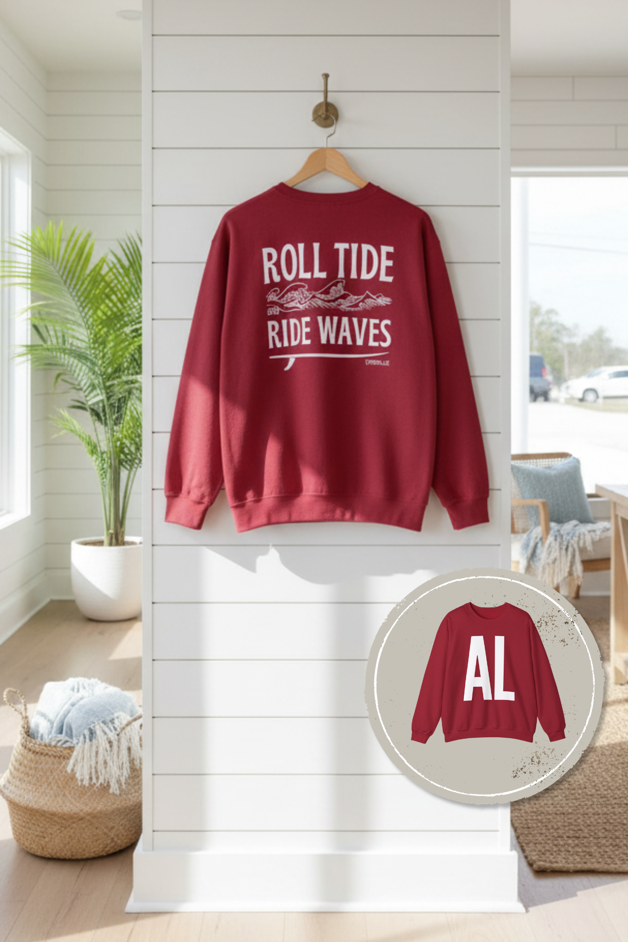 Roll Tide, Ride Waves Crewneck – University of Alabama Gameday Edition