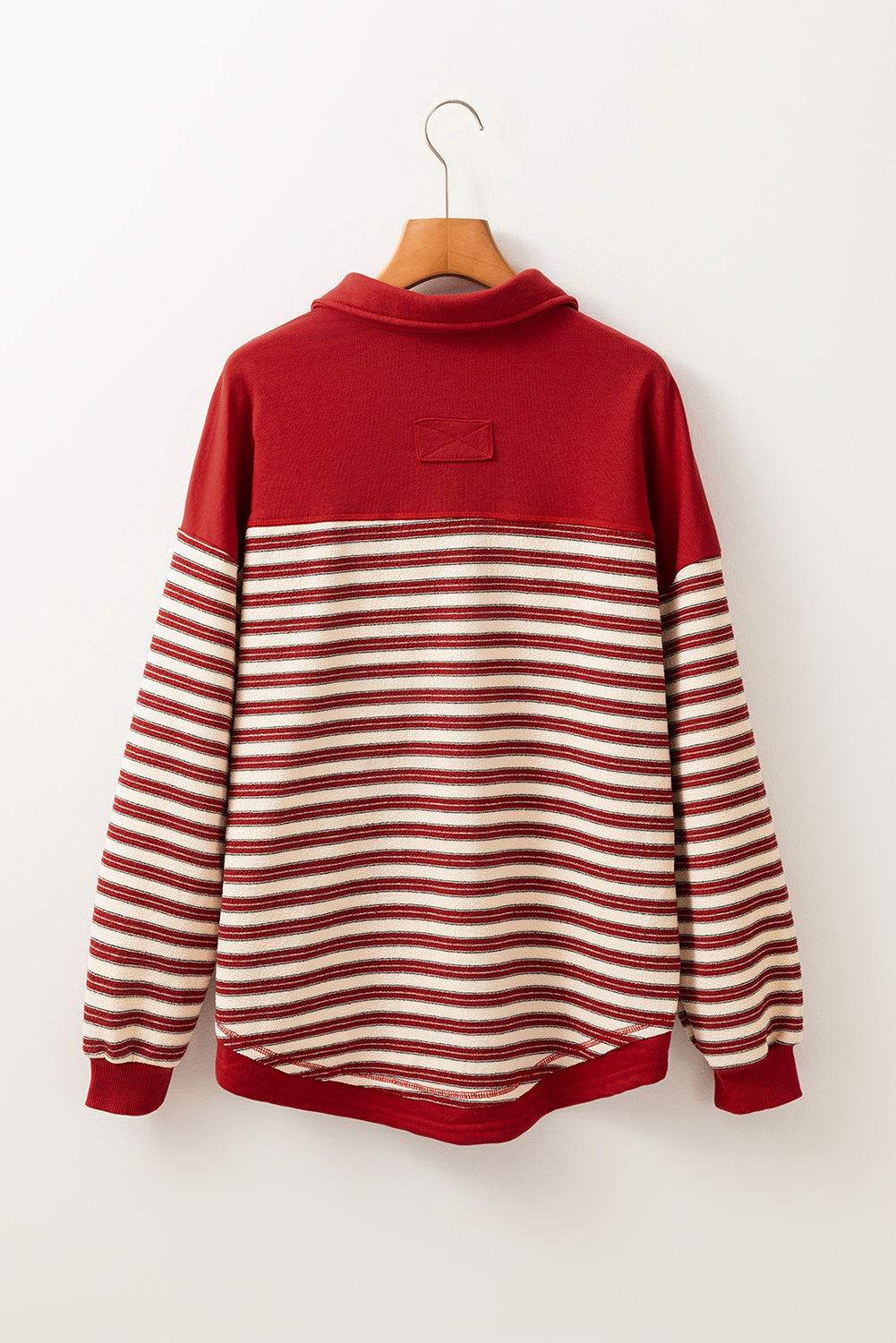 Striped Collared V-Neck Button Top