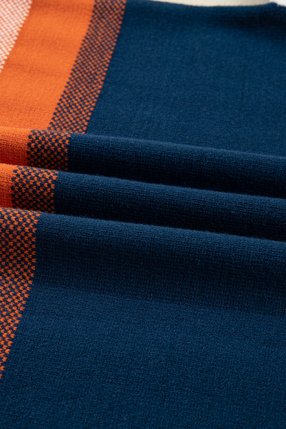 Dark Blue Colorblock Tunic Sweater