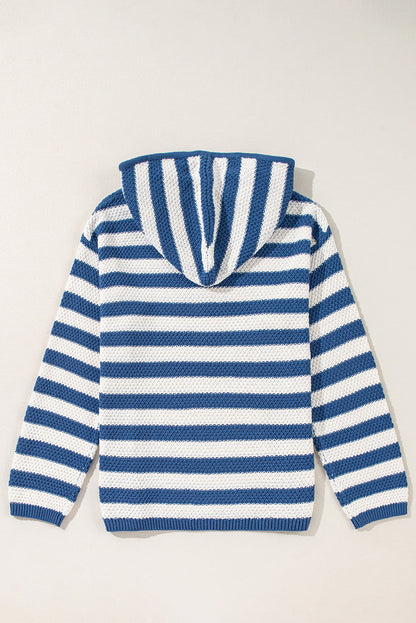 Blue Stripe Hooded Sweater