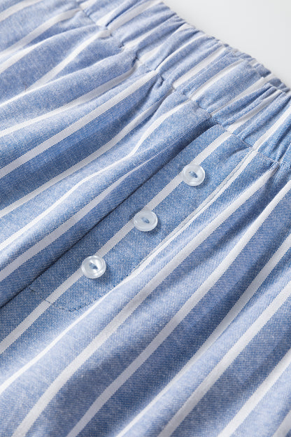 Sky Blue Stripe Coastal Button Pant