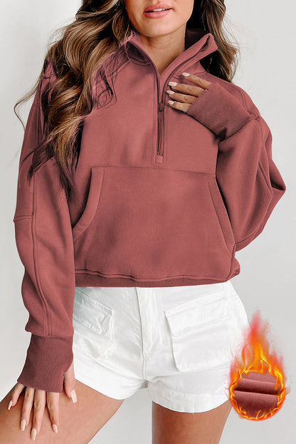 Fleece Half Zip Sweatshirt – Casual Winter Pullover