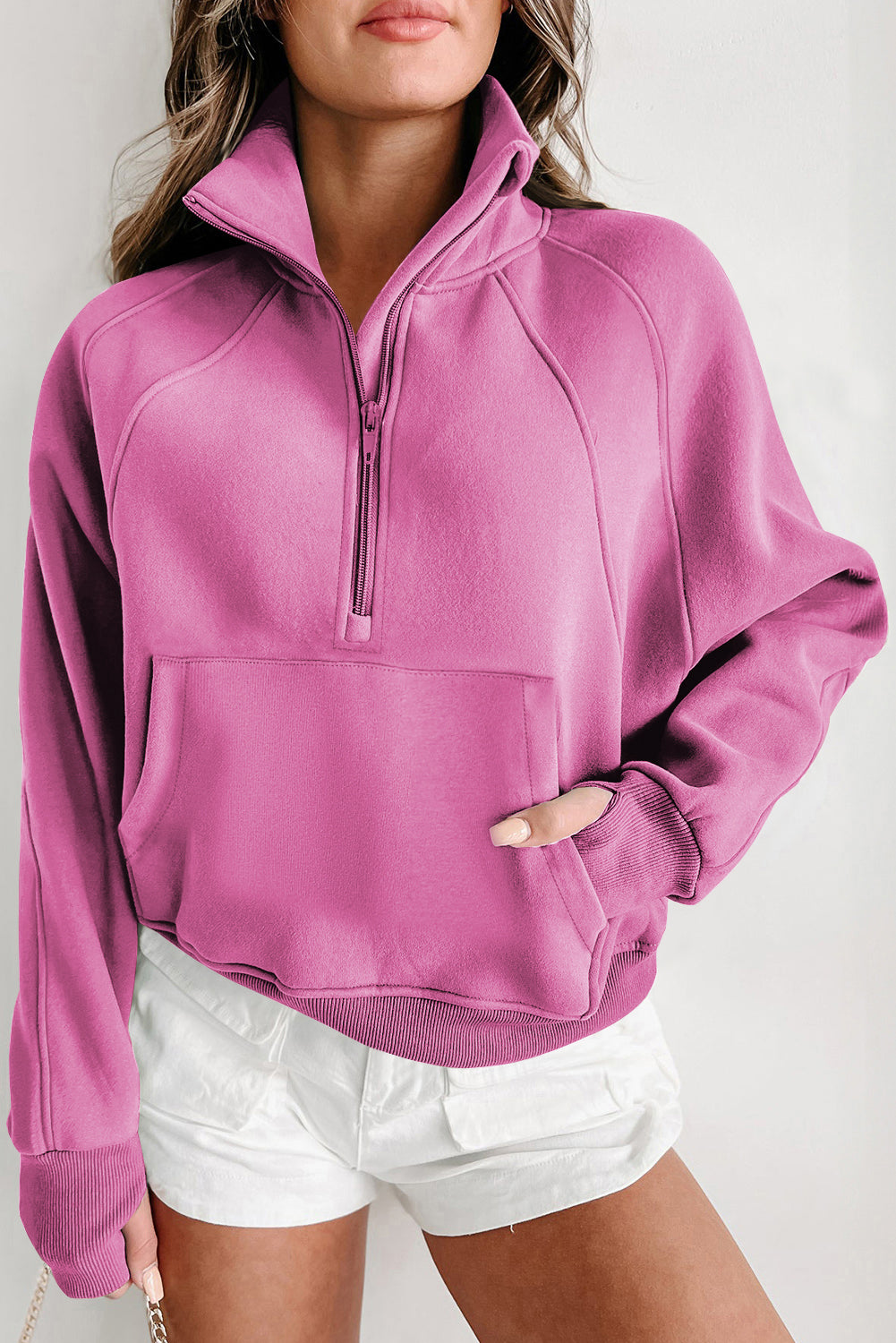 Fleece Half Zip Sweatshirt – Casual Winter Pullover
