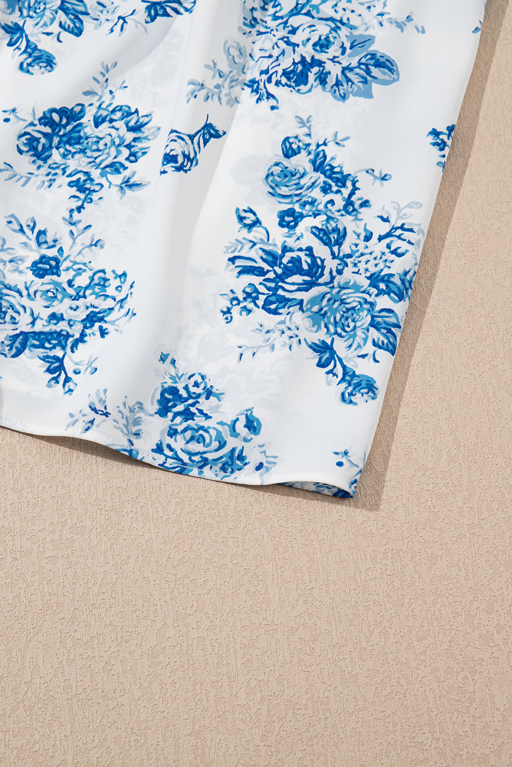 Sky Blue Floral Maxi Dress – Shirred Bodice Sleeveless Summer Dress