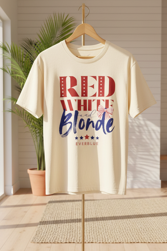 Red White and Blonde - 4th of July Oversized T-Shirt