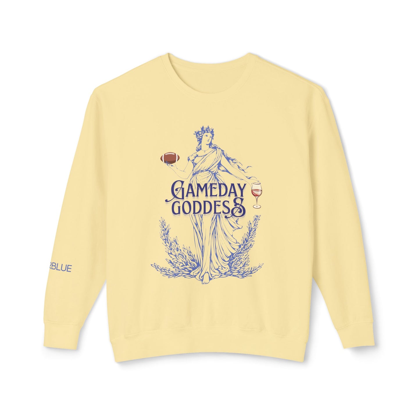 Gameday Goddess Crewneck – Greek Goddess Football Sweatshirt – Wine & Football Apparel for Women