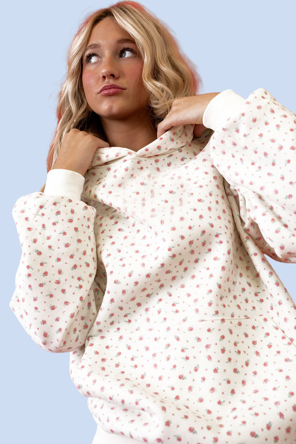 Pink Ditsy Floral Hooded Pant Set