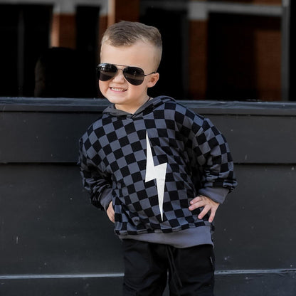 THE CHECKERED SPARK HOODIE - BLACK