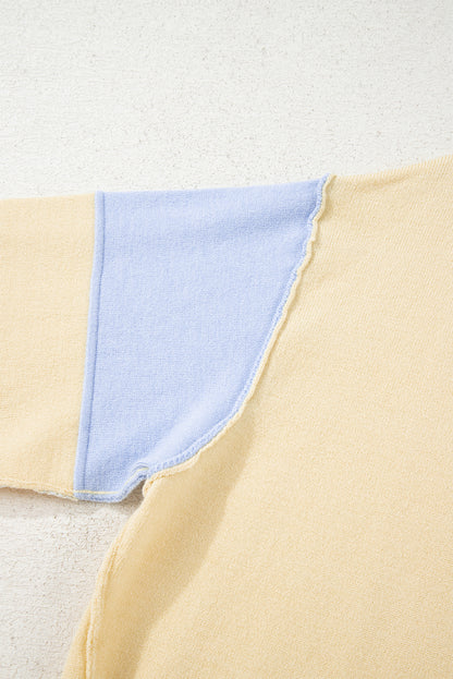 Sky Blue & Buttery Yellow Striped Polo Sweater