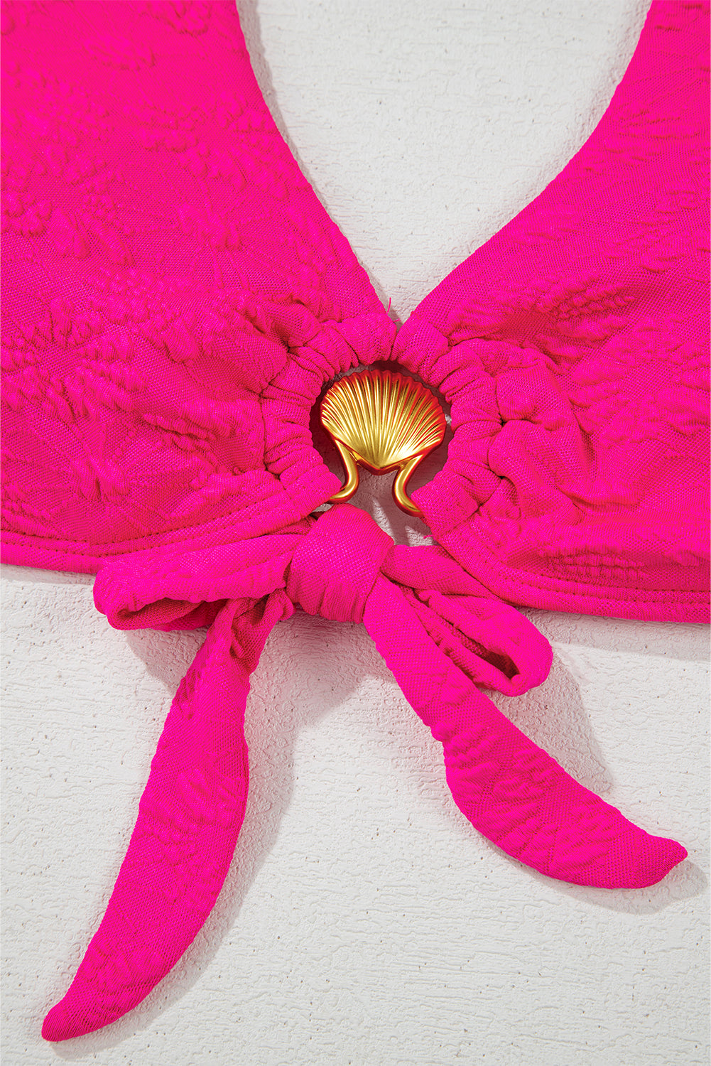 High Waist Bikini Set – Gold Shell Detail Swimwear