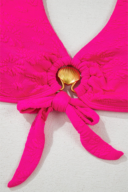 High Waist Bikini Set – Gold Shell Detail Swimwear