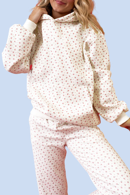 Pink Ditsy Floral Hooded Pant Set