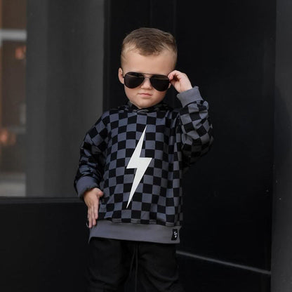THE CHECKERED SPARK HOODIE - BLACK
