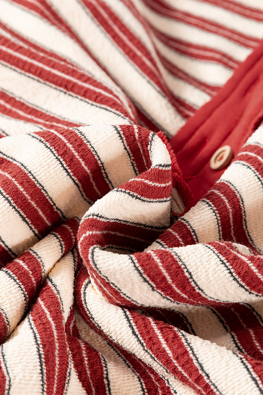 Striped Collared V-Neck Button Top