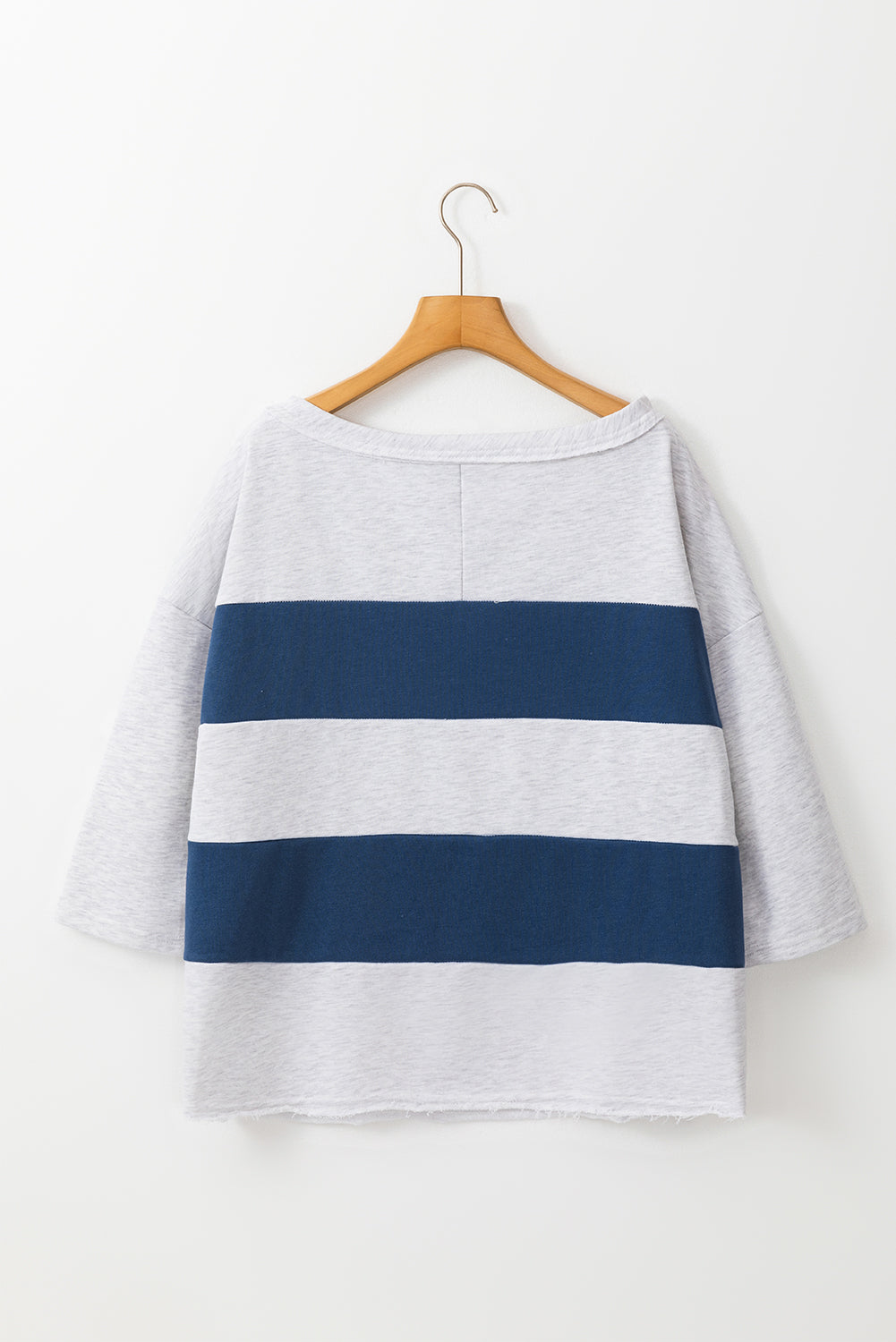 Sail Blue Raw Hem Colorblock Sweatshirt