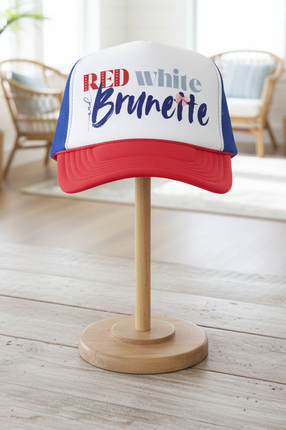 Red, White, and Brunette Foam 4th of July Trucker Hat