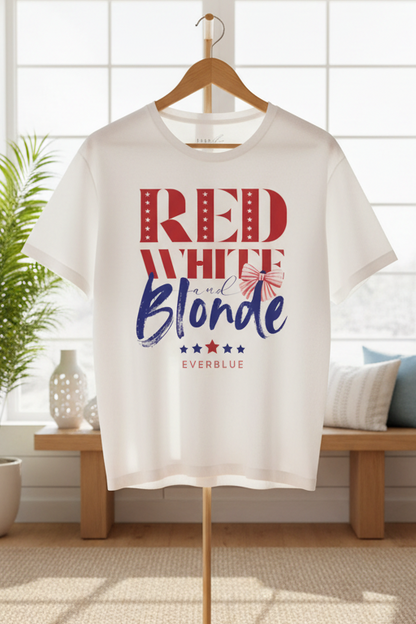 Red White and Blonde - 4th of July Oversized T-Shirt