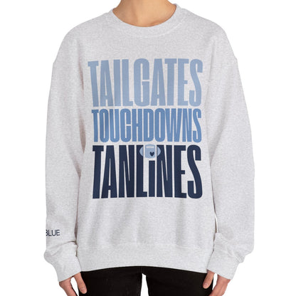 Tailgates, Touchdowns & Tanlines Crewneck – Gameday Shirt for Women – Southern Football Apparel