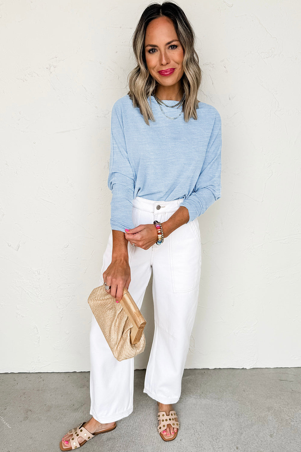 Beau Blue Batwing Sleeve Top