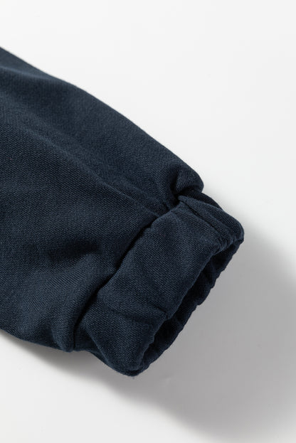 Navy Colorblock Pullover + Shorts Set 2pcs Outfit