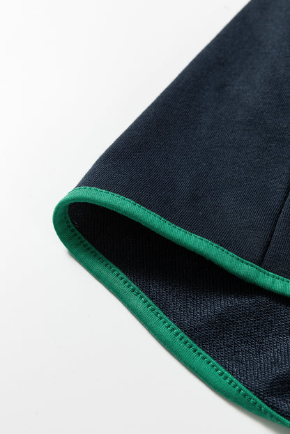 Navy Colorblock Pullover + Shorts Set 2pcs Outfit