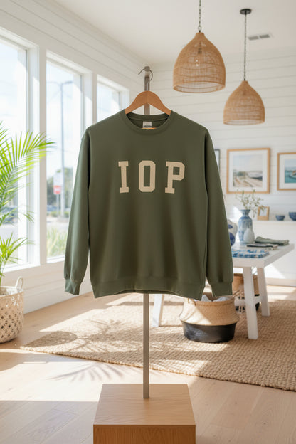 Coastal Collegiate Comfort: The Softstyle IOP Crewneck