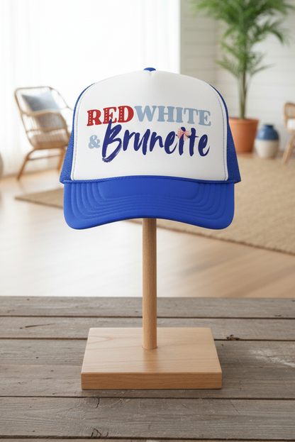 Red, White, and Brunette Foam 4th of July Trucker Hat