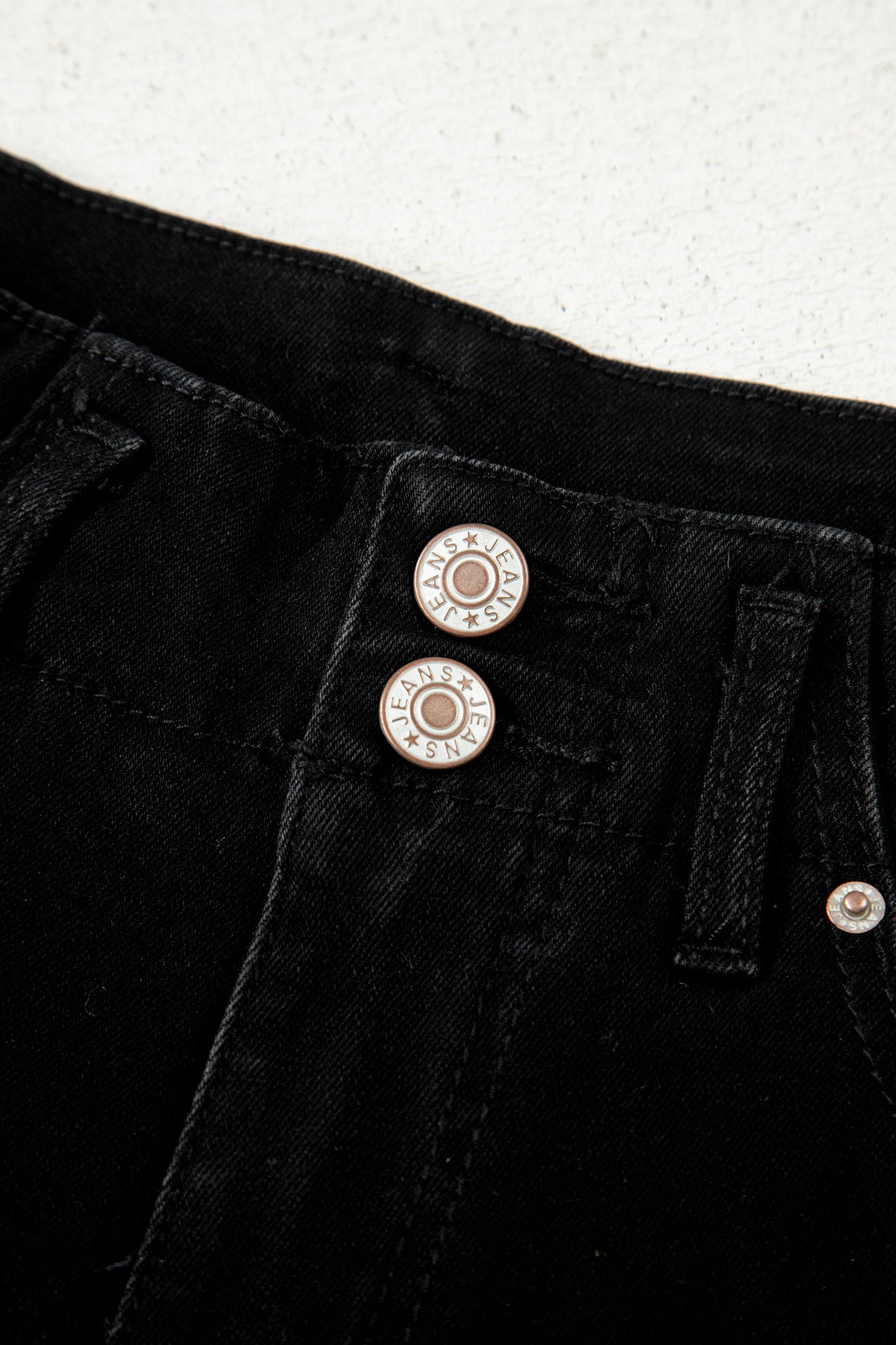 High Waist Stretch Jeans – Double Button Denim Pants