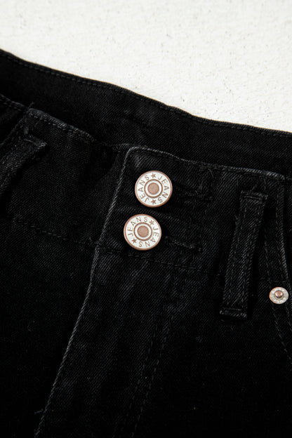 High Waist Stretch Jeans – Double Button Denim Pants