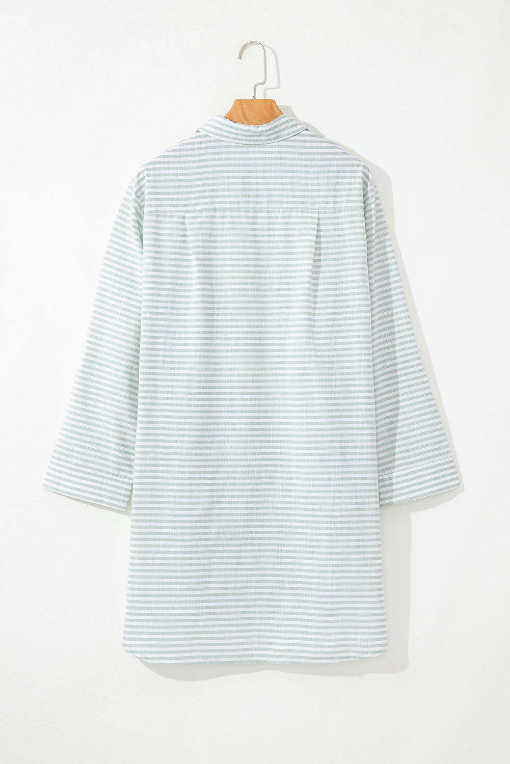 White Stripe Beach Cover Up Shirt – Collared Long Sleeve Button Down