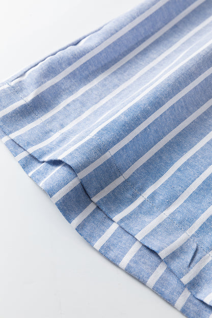 Sky Blue Stripe Coastal Button Pant