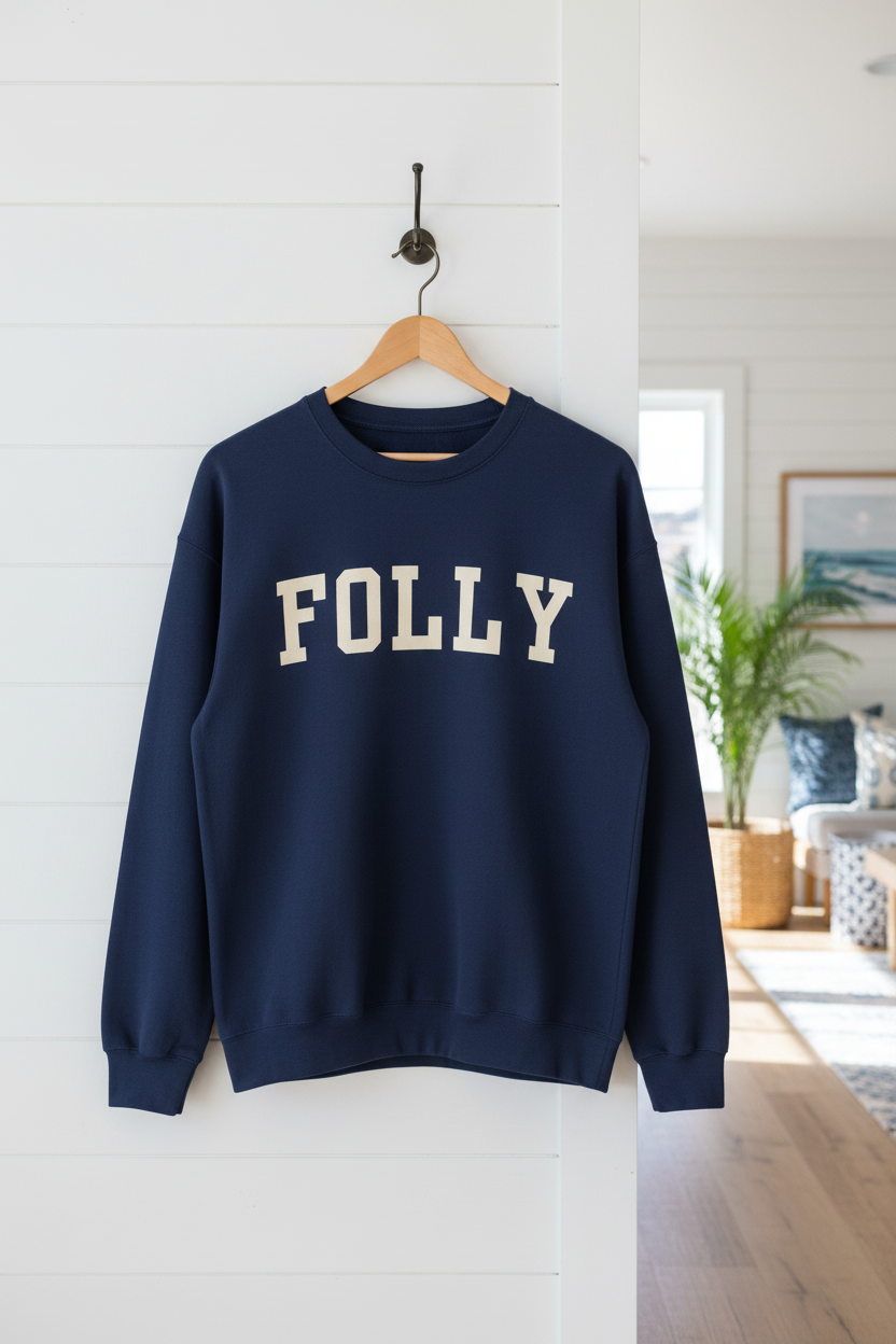 Coastal Collegiate Comfort: The Softstyle Folly Crewneck