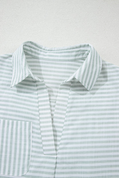 White Stripe Beach Cover Up Shirt – Collared Long Sleeve Button Down