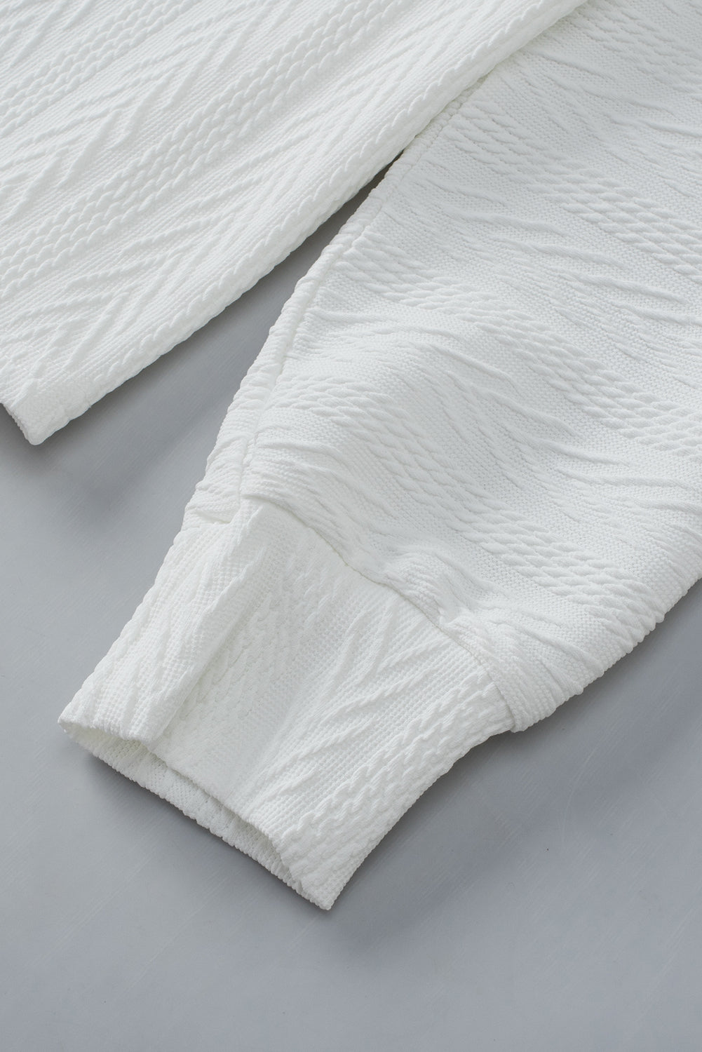 White Textured Drop Shoulder Knit Top