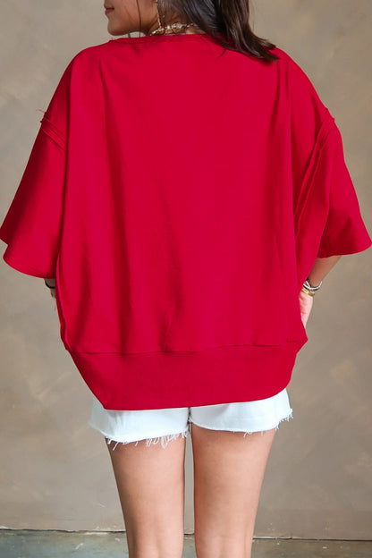 Georgia Gameday Letter Tee – Racing Red Drop Shoulder Graphic Top