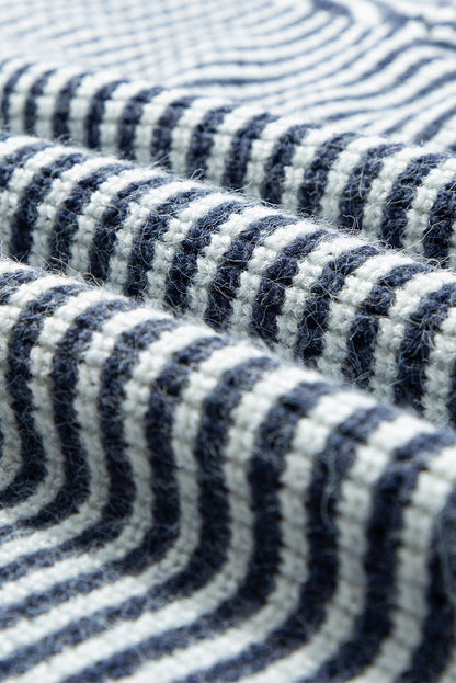 Sail Blue Striped Lantern Sleeve Sweater