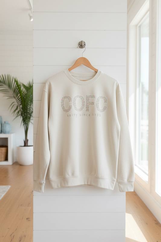 COFC Floral Crewneck – College of Charleston “Salty Since 1770” Edition