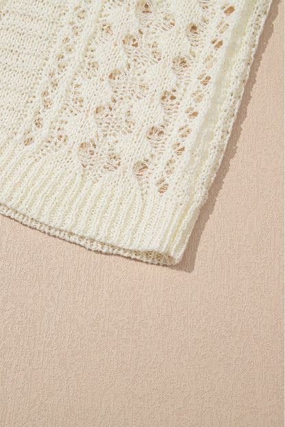 White Hollow-Out Bracelet Sleeve Sweater