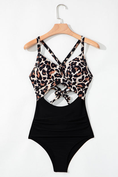 ink Cutout One Piece Swimsuit – Cross Front Backless Monokini