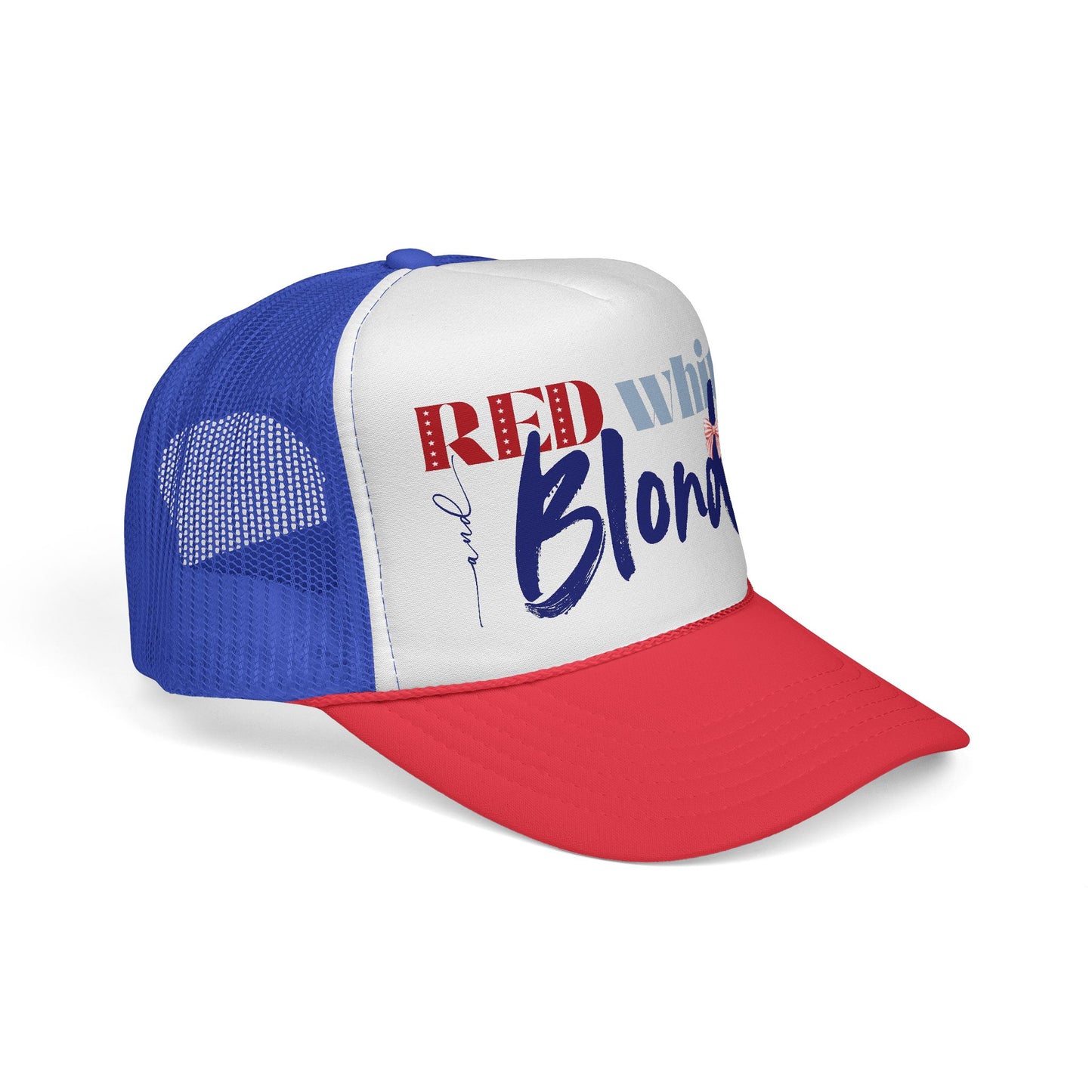 Red, White, and Blonde Foam 4th of July Trucker Hat