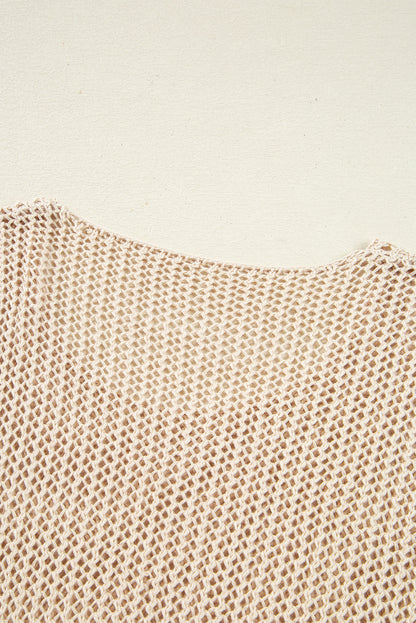 Boho Hollow-Out Sweater – Sand & Black