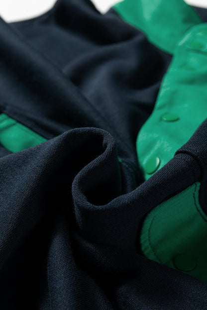 Navy Colorblock Pullover + Shorts Set 2pcs Outfit