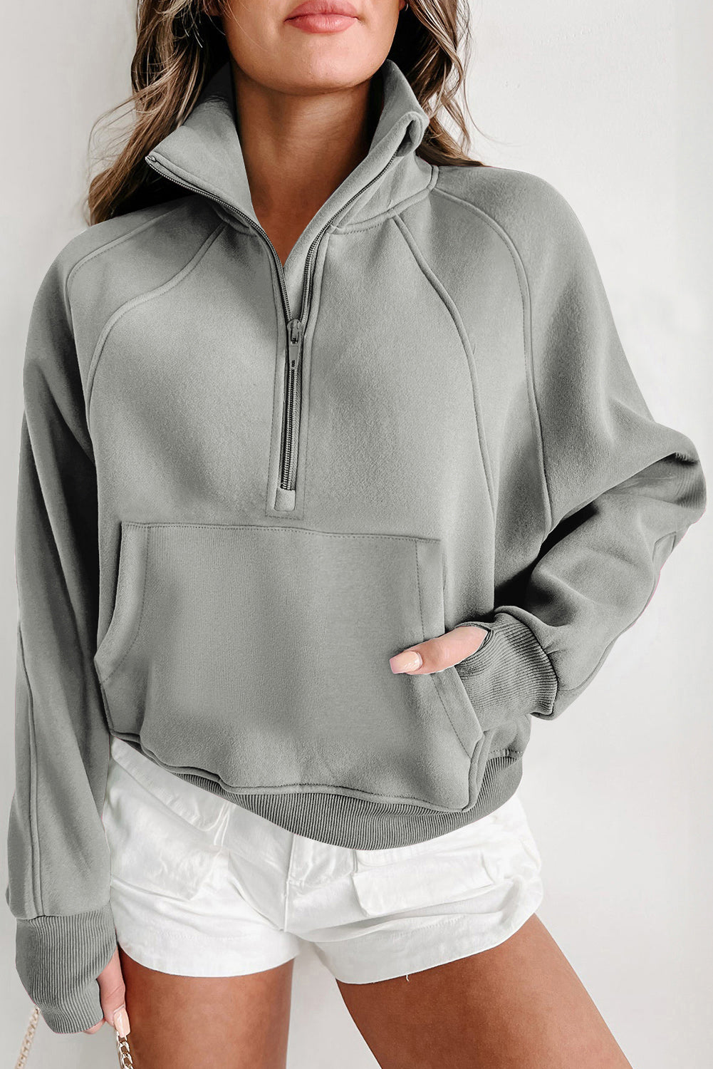Fleece Half Zip Sweatshirt – Casual Winter Pullover