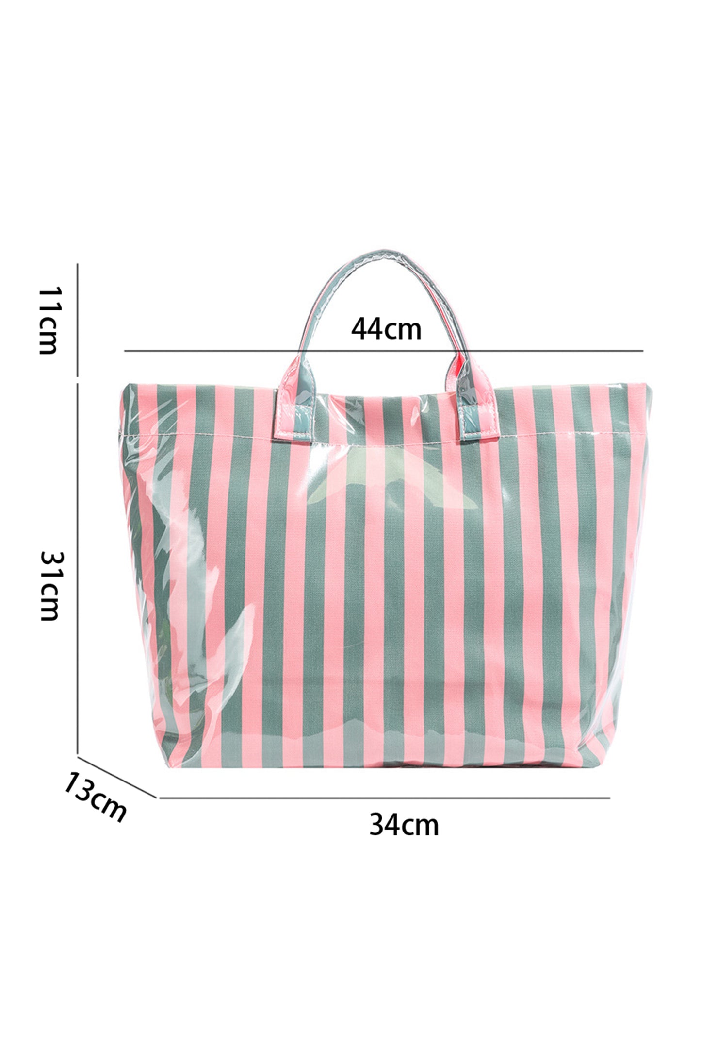 Yellow Cream Striped Waterproof Tote – Oversized Coastal Carryall Bag