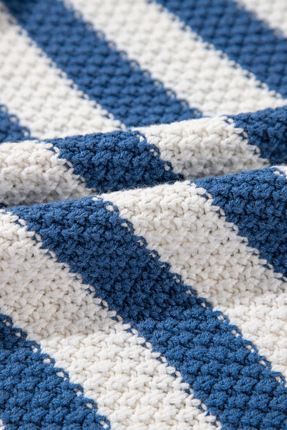 Blue Stripe Hooded Sweater