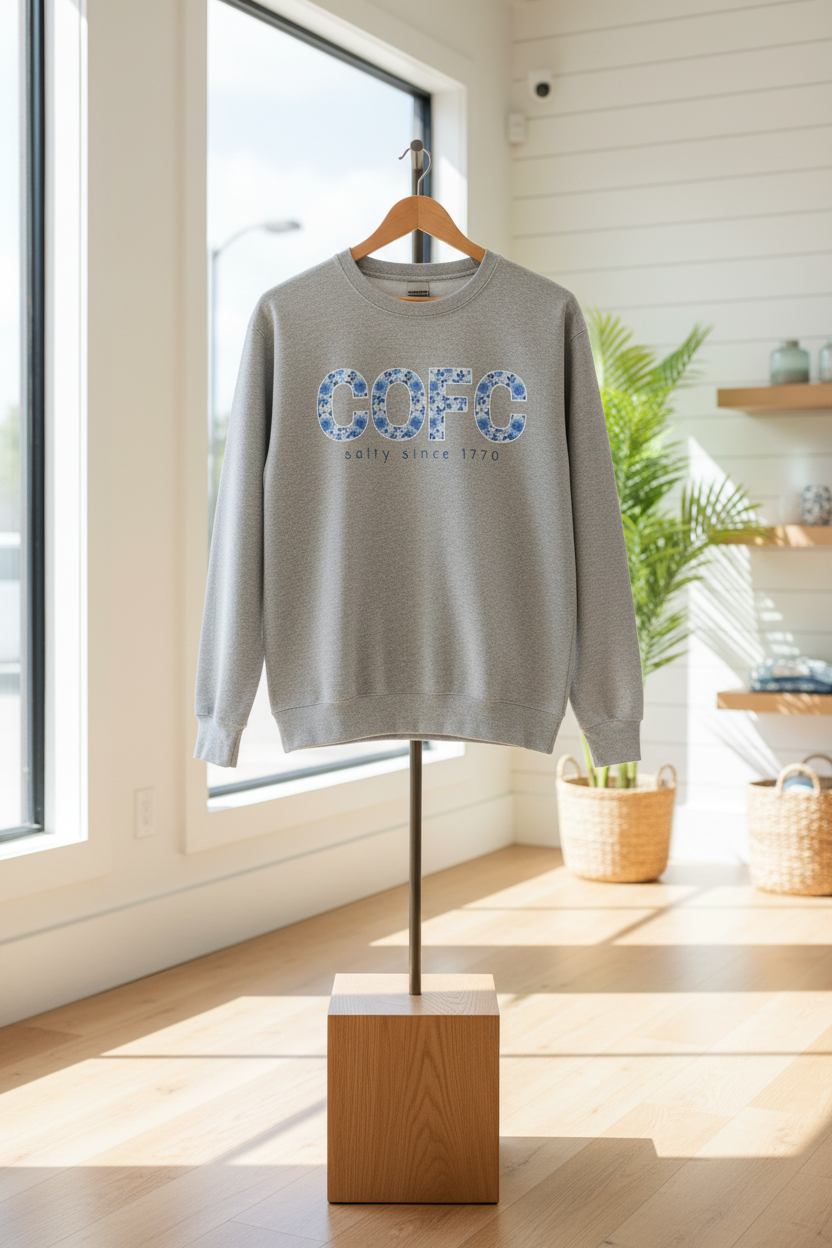 COFC Floral Crewneck – College of Charleston “Salty Since 1770” Edition