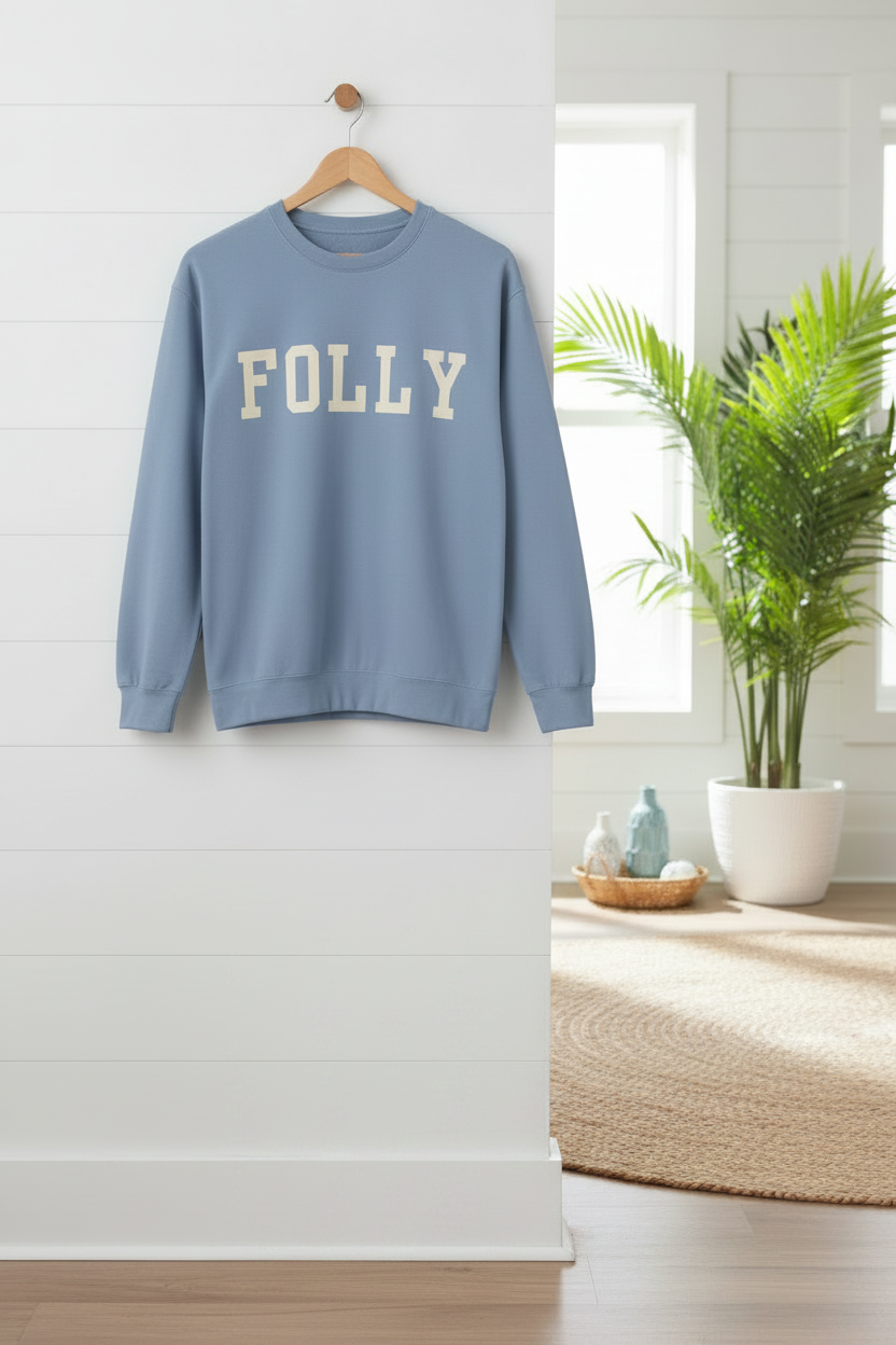 Coastal Collegiate Comfort: The Softstyle Folly Crewneck