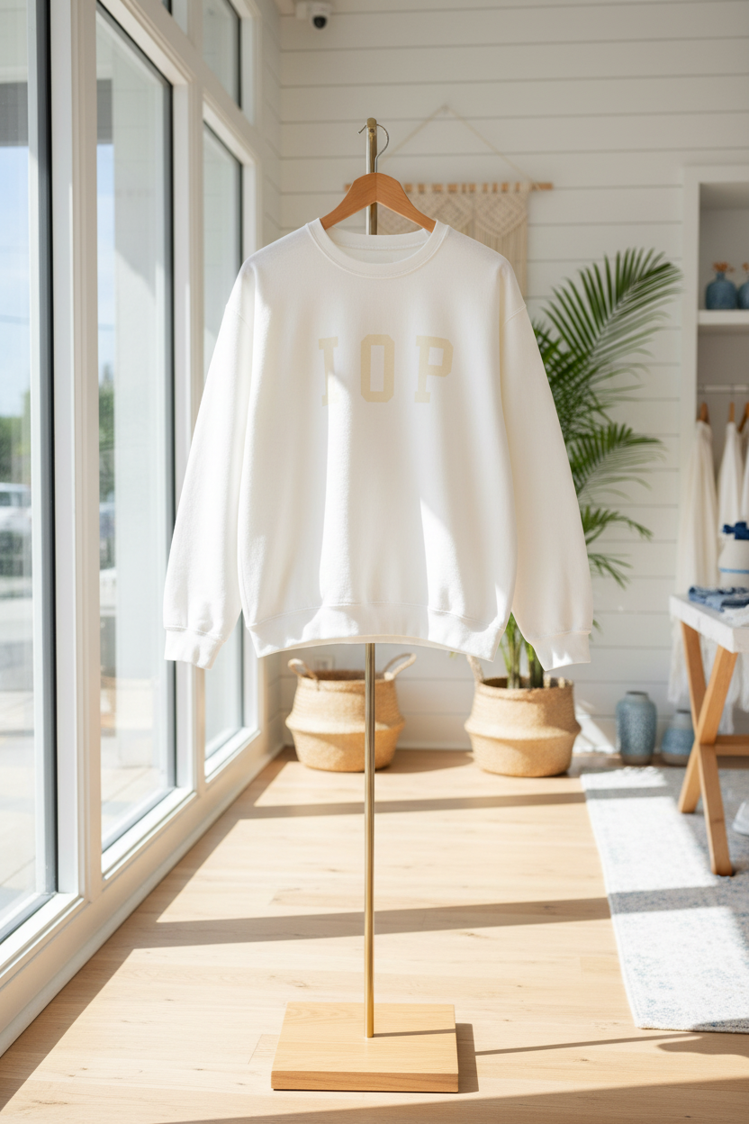 Coastal Collegiate Comfort: The Softstyle IOP Crewneck