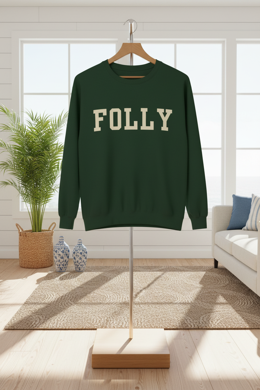 Coastal Collegiate Comfort: The Softstyle Folly Crewneck