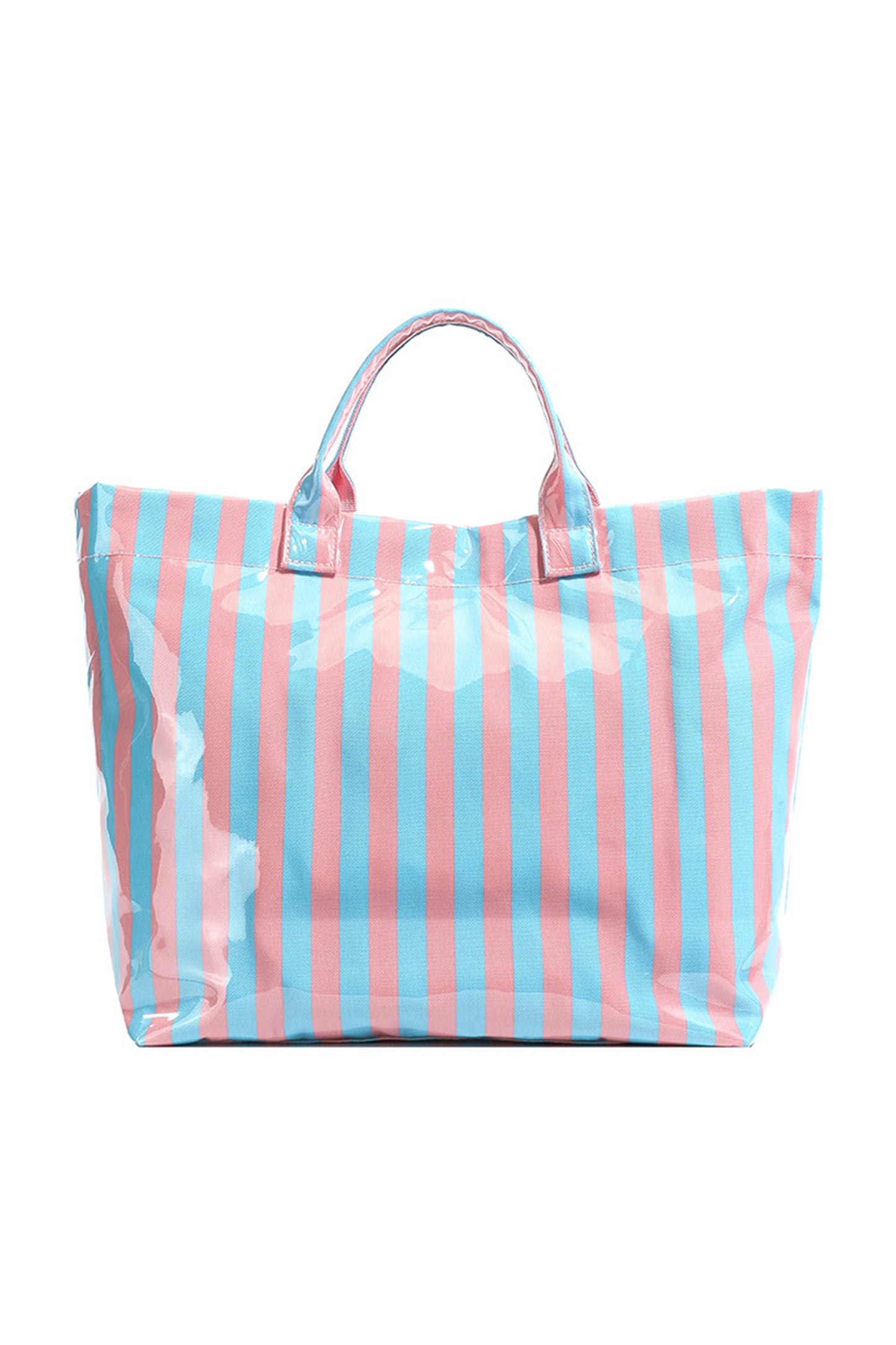 Yellow Cream Striped Waterproof Tote – Oversized Coastal Carryall Bag